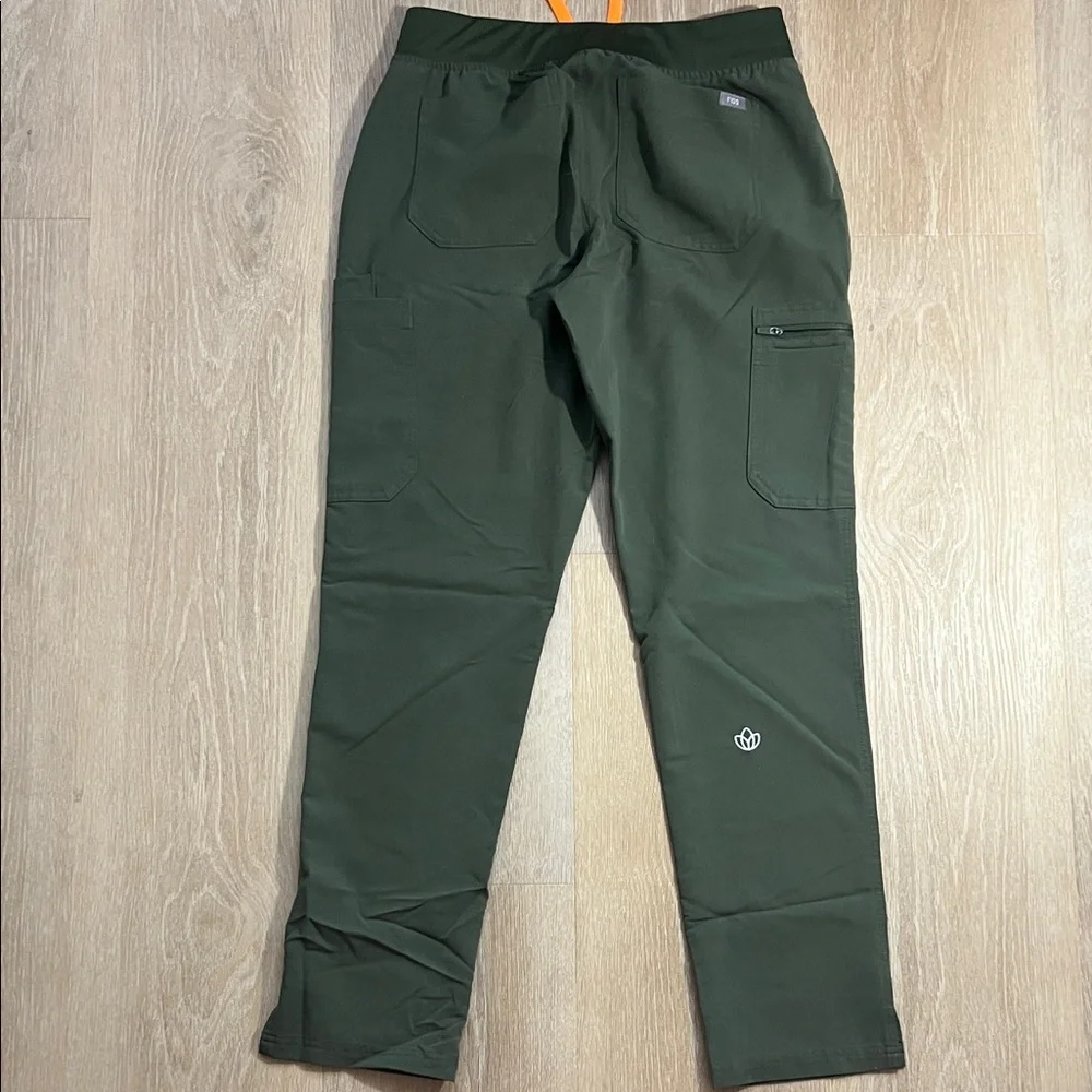 Figs  Olive Green Joggers with Orange Drawstring